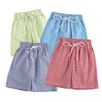 Summer Beach Wear Cotton Seersucker Swim Trunks Kids Boy Clothes Boys Short Casual Shorts