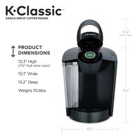 Keurig K-Classic เครื่องชงกาแฟ K-Cup แบบถ้วยเดียวเครื่องชงกาแฟชงเย็นเครื่องชงกาแฟดำ