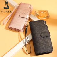 hot！【DT】♠✓△  FOXER Fashion Money Large Capacity Ladies Card Holder Split Leather Fold Wallet Female Luxury Purse