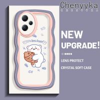 เคส Chenyyka สำหรับ Xiaomi Poco X5 5G Redmi Note 12 5G Note 12 5G Pro 5G Redmi 12C เคสการ์ตูนหมีขาวแฟชั่นน่ารักขอบครีมคลื่นเคสโทรศัพท์โปร่งใสสร้างสรรค์เลนส์กล้องถ่ายรูปใสกันกระแทกเคสซิลิโคนนิ่ม