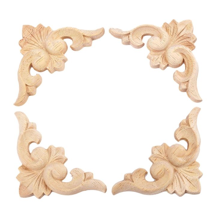 8pcs-6x6cm-european-style-wood-carved-corner-onlay-applique-furniture-unpainted-door-decor