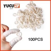 YUCUZF SHOP 100PCS กันลื่น น้ำยาง เครื่องมือทำเล็บ ถุงมือป้องกัน ปลอกนิ้ว เตียงเด็ก ถุงมือยาง