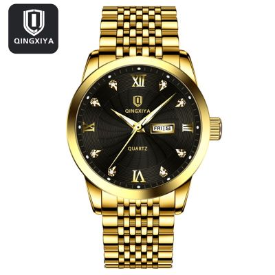 QINGXIYA Fashion Mens Watches Top Brand Luxury Gold Stainless Steel Quartz Watch For Men Sport Clock Male Waterproof Relogio
