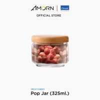 AMORN - (Ocean)  B02511G0001 Pop jar wooden lid -ขวดโหลป๊อปจา ขวดโหลป๊อปจาวูเด้น  ขวดโอเชี่ยนกลาส  Pop jar Ocean Glass  B02511G0001 Pop jar glass lid  Pop jar 325 ml.