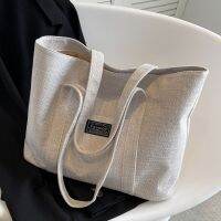 【July】 Large-capacity linen tote bag 2023 commuter mommy ins fashion thickened student class