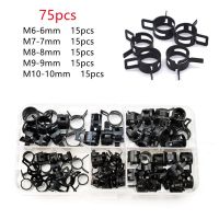 75Pcs/set 6-10mm Q673B Vacuum Spring Fuel Clip Oil Water Hose Pipe Tube Clamp Black Assortment Kit with Storage Box