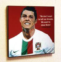 Cristiano Ronaldo โปรตุเกสโปสเตอร์ป๊อปอาร์ตฟุตบอลผ้าใบคำคมกรอบสติกเกอร์ติดผนัง