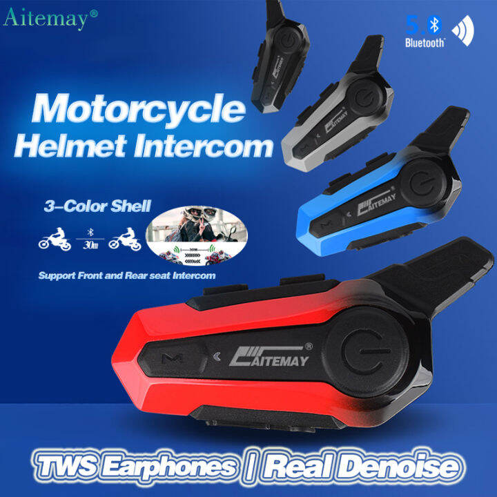 Aitemay Motorcycle Helmet Headset Wireless Bluetooth IP6