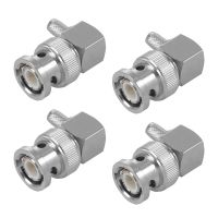 4X BNC Male Plug Right Angle Crimp for RG58 RG400 RFC195 RF Coax Adapter Connector,Silver