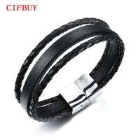 Multilayer Genuine Leather Rope Chain Man Bracelets Classical Simple Design Men Jewelry With Magnet Buckle PH1094