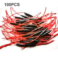 【YF】 100PCS 5x20MM Glass Tube Fuses Holder Screw Type Quick Blow 5X20MM Fuse with 22 AWG Wire 250V