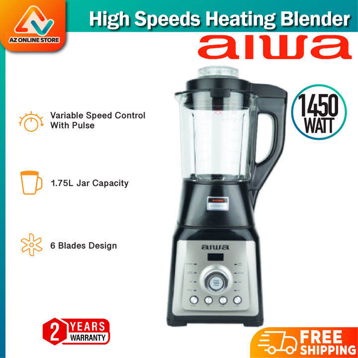 Aiwa (1.75L) Glass High Speeds Heating Blender Overheat Protection 6 Leaf Germany Design AW