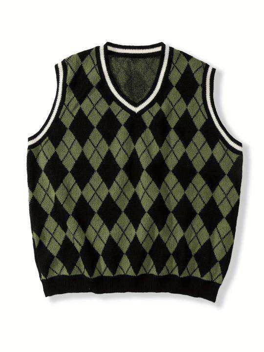 Argyle v hot sale neck sweater