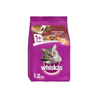 อาหารแมว WHISKAS CAT FOOD วิสกัส อาหารแมว ชนิดแห้ง แบบเม็ด  อาหารแมว สูตรแมวโต, 1.2 กิโลกรัม สำหรับแมวโตอายุ 1 ปีขึ้นไป