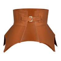 Brown Irregular Pu Leather Long Wide Belt Punk Style Women New Fashion Autumn Winter PU Waistband Corset Belts