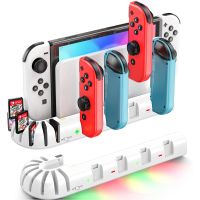 For Nintendo Switch Joycon Charger for Switch OLED Controllers Charging Dock Station with LED Indicator Charger 8 Game Slots