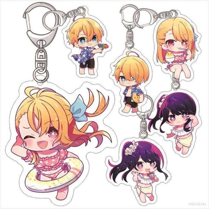 oshi-no-ko-keychain-anime-keyring-acrylic-cute-bag-pendant-swimsuits-hoshino-ruby-aquamarine-arima-kana-gift