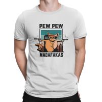 Criminal MenS T Shirt Pew Pew Madafakas Cat Animal Novelty Tees Short Sleeve Crew Neck T-Shirts 100% Cotton Adult Tops