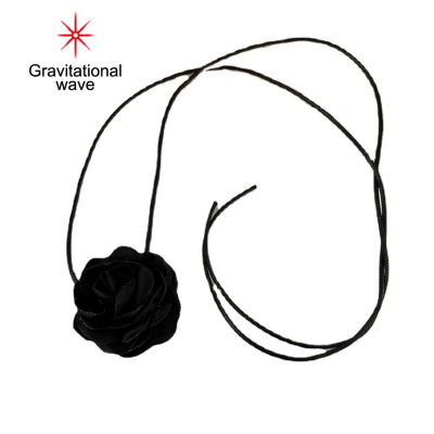 สร้อยคอสร้อยโชคเกอร์ผู้หญิงลายคลื่น3D ดอกกุหลาบย้อนยุคสีดำสีขาวลูกไม้หรูหราสายรัดปรับได้อุปกรณ์ปาร์ตี้สร้อยคอ