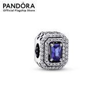 Pandora Sterling silver charm with princess blue crystal and clear cubic zirconia เครื่องประดับ   ชาร์ม ชาร์มสีเงิน สีเงิน ชาร์มเงิน เงิน ชาร์มสร้อยข้อมือ ชาร์มแพนดอร่า แพนดอร่า