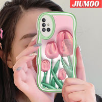 JIUMOO เคสปลอกสำหรับ Samsung กาแล็คซี่ A51 4G A51 5G เคส M40s ดอกไม้น่ารัก3มิติลายคลื่นสีสันสดใสเคสโทรศัพท์แบบใสกรอบซิลิโคนกันกระแทกเคสนิ่มโปร่งใสป้องกันเลนส์กล้อง