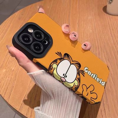 เคสโทรศัพท์ Garfield ทำจากหนังคุณภาพสูงสำหรับ iPhone 14 13 Pro Max เคสโทรศัพท์12 11 Pro เคสโทรศัพท์น่ารัก X XS XS Max เคสเคสโทรศัพท์6S Soft 8 7 Plus เคสโทรศัพท์