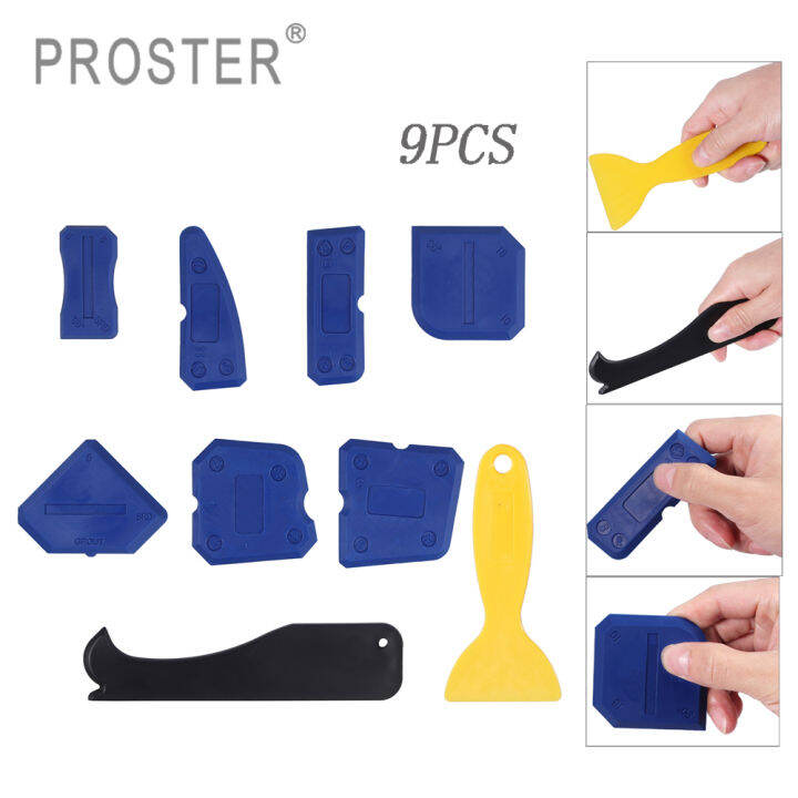 Proster 9pcs Silicone Sealant Tools Caulking Grout Profiling Kit For