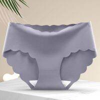 [COD] silk wavy edge non-sense one-piece non-indentation solid-color womens underwear double-layer inner crotch briefs spot