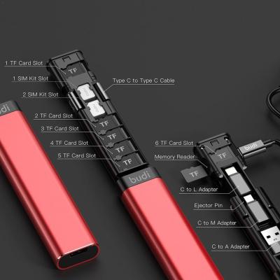 BUDI Multi-function Smart Adapter Card Storage Data Cable USB Box Universal Portable 15W Charger for Xiaomi Samsung