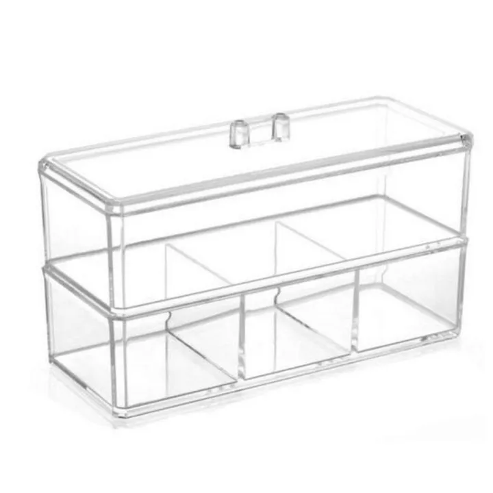 Acrylic Clear Square Multifunction Twotier Storage Box Makeup