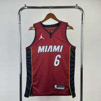 【High Quality】Mens New Original NBA Miami Heat #6 LeBron James Jersey Heat-pressed Red