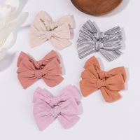 2Pcs/Set 3.55 Candy Color Bowknot Hair Clips For Cute Girls Cotton Bows Clips Hairpin Barrettes Headwear Kids Hair Accessories