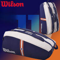 WILSON กระเป๋าเทนนิส-15แร็กเก็ตกีฬากลางแจ้งความจุขนาดใหญ่กระเป๋าออกกำลังกายพร้อมที่จับกันน้ำพร้อมพื้นที่รองเท้าสำหรับผู้หญิงและผู้ชาย