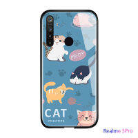 UCUCเคสมือถือ เคสโทรศัพท์ เคส Realme 5 Pro Casing Realmi5 Proน่ารักแมวการ์ตูนเด็กผู้หญิงสัตว์เลี้ยงKitty Glossyปลอกเคสมือถือกันกระแทกกระจกเทมเปอร์ฝาหลัง