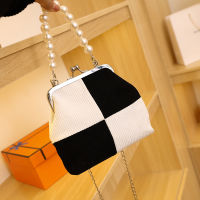 Fashion Pearl Handbag for Women Splicing Black and White Ladies Shoulder Messenger Bags Boutique Female Tote Crossbody Bags New