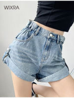 Wixra Women Basic Denim Shorts Candy Color Summer New Trendy Pants High Waist Casual Jeans Bottom...