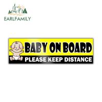 EARLFAMILY 13Cm X 3.8Cm สำหรับ Baby On Board Warining สติกเกอร์รถรูปลอกเครื่องปรับอากาศสติกเกอร์ไวนิลตกแต่งรถบุคลิกภาพ