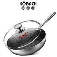 KOBACH KOBACH กระทะ30ซม. ครัว Nonstick กระทะ316L เครื่องครัวสแตนเลส Nonstick กระทะทำอาหารไฟฟ้า Induction Pan