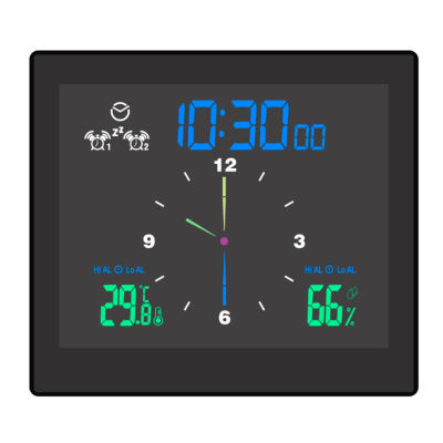Fansline นาฬิกาดิจิตอลห้องน้ำกันน้ำวัดอุณหภูมิและเครื่องวัดความชื้นเครื่องวัดอุณหภูมิไฮกรอมิเตอร์แสดงผล LCD ขีดจำกัดบน/ล่างคู่สัญญาณเตือนพร้อมฟังก์ชั่นเลื่อนปลุกนาฬิกาปลุกนับถอยหลัง