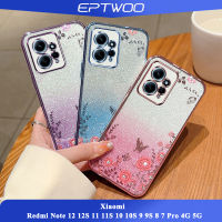 EPTWOO สำหรับ Xiaomi Redmi Note 12 12S 11 11S 10 10S 9 9S 8 7 Pro 4G 5G เคสโทรศัพท์Electroplated Secret Gardenรูปแบบปลอกกันกระแทกใสนุ่มTPUฝาหลังBling GlitterกระดาษMM-08