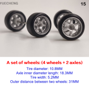YUECHENG 4 cái bộ bánh xe tỷ lệ 1 64 cho bánh xe nóng lốp cao su mô hình