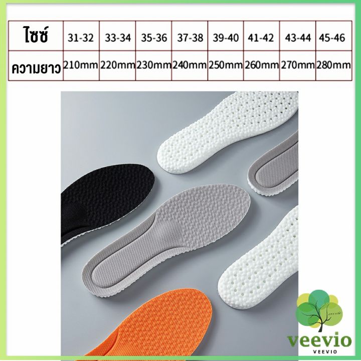 veevio-แผ่นรองพื้นรองกีฬา-การดูดซับแรงกระแทก-พื้นรองเท้านุ่ม-ได้ทั้งผู้ชายและผู้หญิง-insole