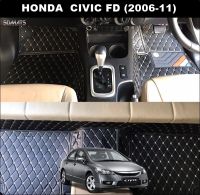 พรมปูพื้นรถยนต์ 6D HONDA CIVIC FD (2006-11) พรม6D QX สวยงาม เข้ารูป ตรงรุ่นรถ 3ชิ้น