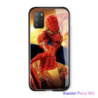 UCUC เคสโทรศัพท์เคสสำหรับ Xiaomi Poco M3,เคสแข็งกันกระแทกซูเปอร์ฮีโร่สไปเดอร์-แมนขอบนิ่มเคสหลังกระจกนิรภัย