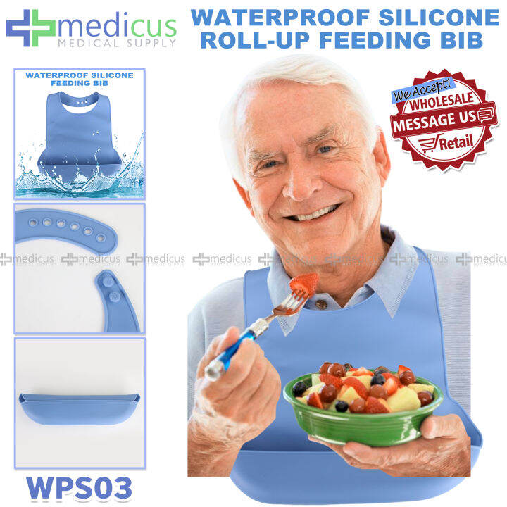 Medicus WPS03 Food Catcher for Disabled Adults Elderly Bib Silicone Bibs Adults Bibs Waterproof