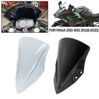 กระจกบังลมรถจักรยานยนต์แบบฟองคู่สำหรับ Kawasaki สำหรับ Ninja400 400 Ninja 250 2018-2021แผ่นเบนทางลมแฟริ่ง2022