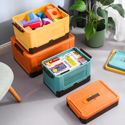 Foldable Storage Box Clothes Storage Box Toys Books Plastic Tool Box Trunk Car Outdoor Travel Folding Storage Box with Lid