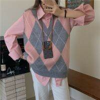 Korean Fashion Vest Loose V-neck Knitted Women New Vintage Vest