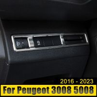 สติกเกอร์ฝาครอบสวิตช์แบบไฟหน้ารถลูกบิดปรับระดับสำหรับ Peugeot 3008 5008 GT 2016 2017 2018 2019 2020 2021 2022 2023ไฮบริด