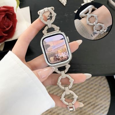 Diamond Bracelet For Apple Watch Metal Band 8 7 41/45mm 38/40/42/44mm Ultra 49mm Luxury Stainless Steel For iWatch Series6 5 4 3 Straps